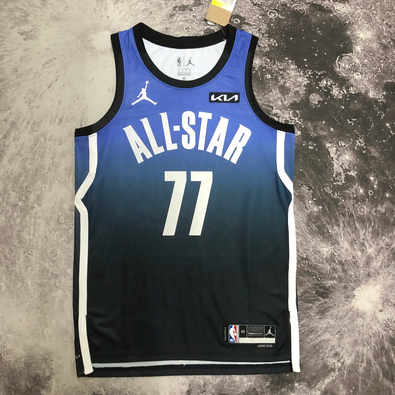 2023 NBA All Star Blue 77#DONCIC Hot Pressed Jersey