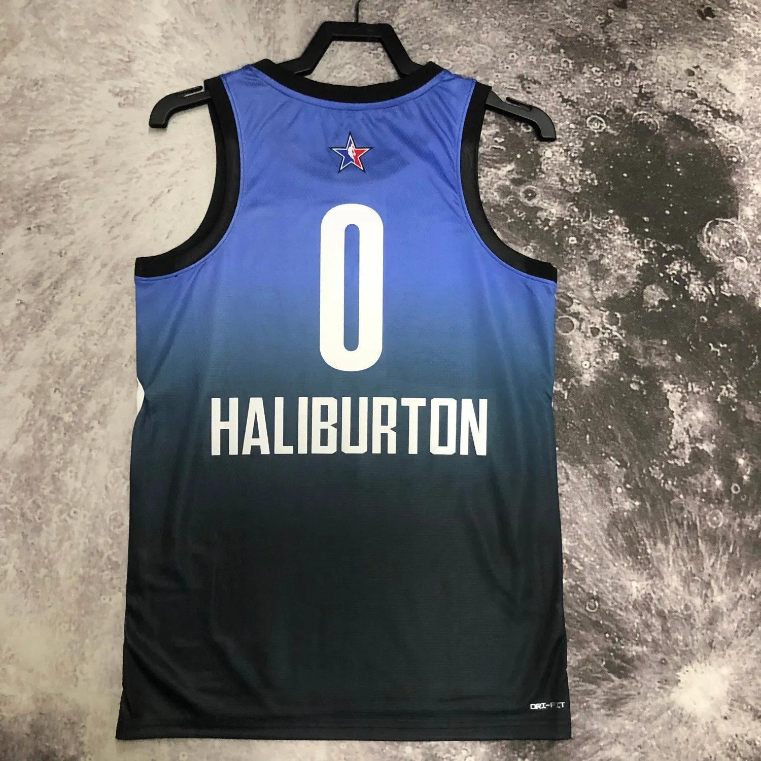 2023 NBA All Star Blue 0#HALIBURTON Hot Pressed Jersey