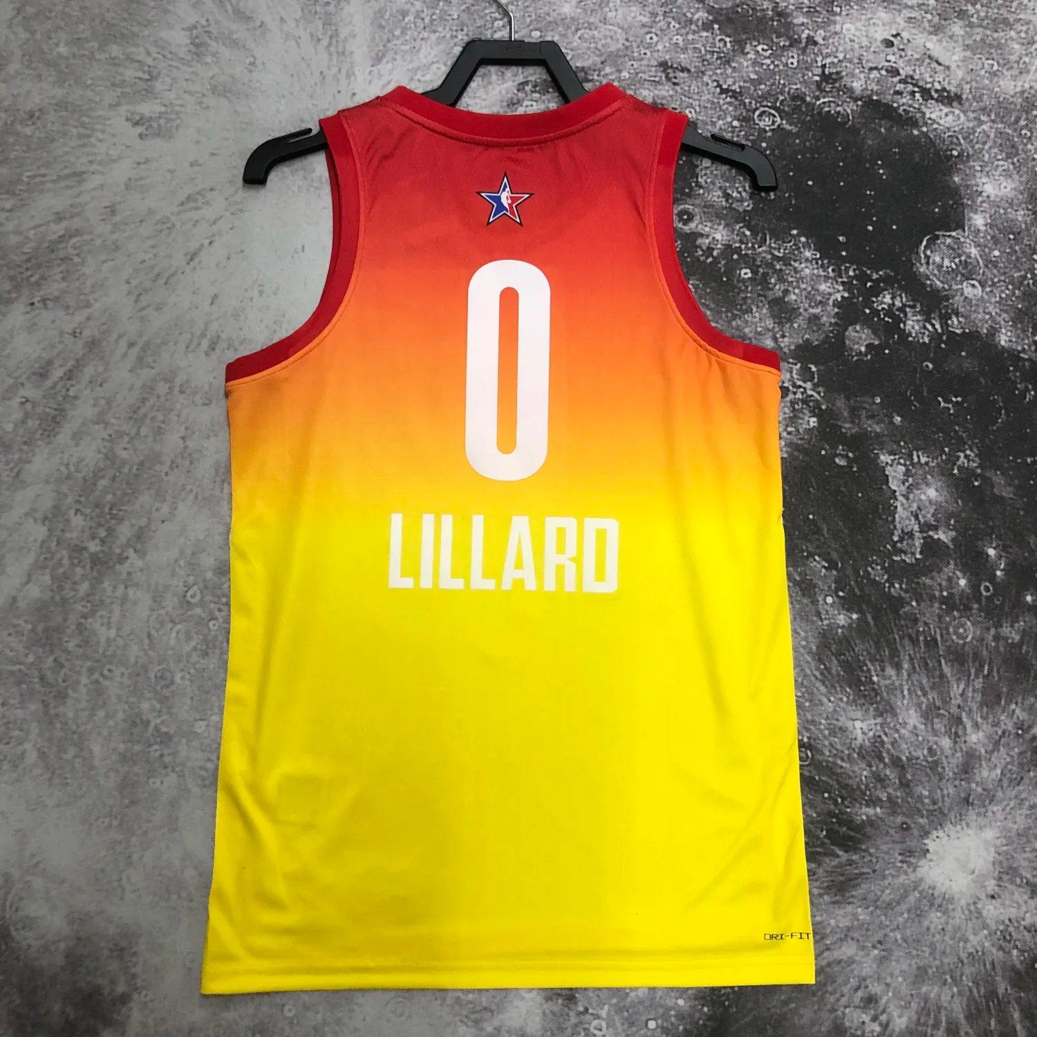 2023 NBA All Star Yellow 0#LILLARD Hot Pressed Jersey