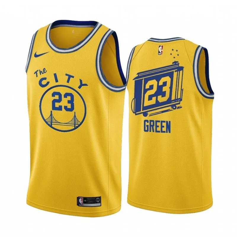 Golden State Retro Yellow Hot Pressed Jersey